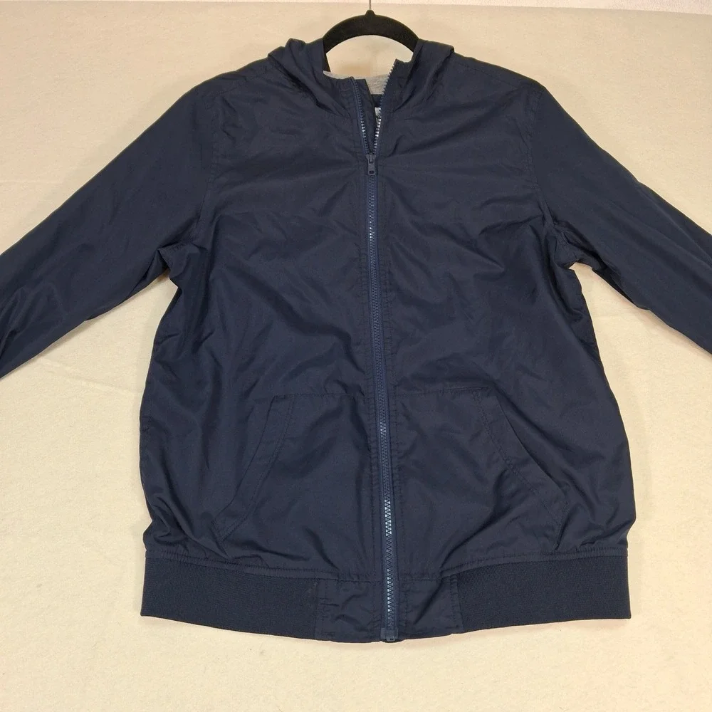 Old Navy Hooded Bomber Jacket Boy XL 14-16 Navy Blue Zip Lightweight Windbreaker